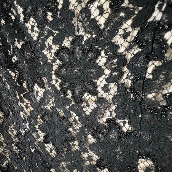 Carole Little Dress 10P Black Beaded Lace Spaghetti Strap Drop Waist Whimsygoth - Picture 4 of 15